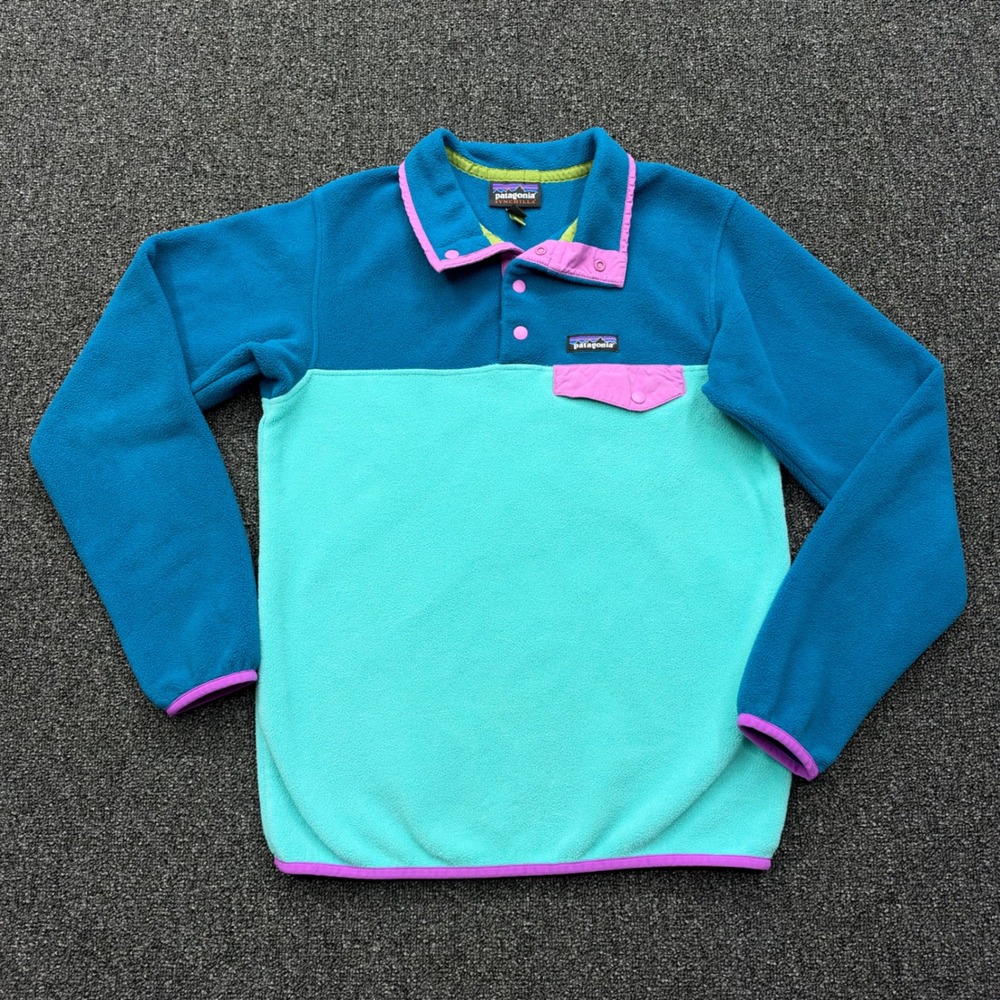 Patagonia Synchilla Snap-T Fleece Pullover Womens Small Teal Aqua outdoors retro
